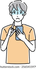 Clip art of person holding a cellular phone