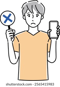 Clip art of person holding a cellular phone