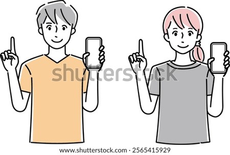 Clip art of person holding a cellular phone
