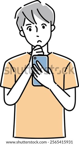 Clip art of person holding a cellular phone