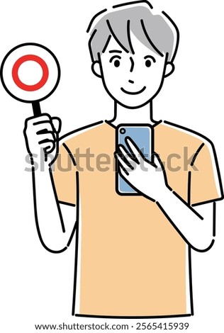 Clip art of person holding a cellular phone