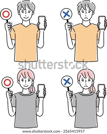 Clip art of person holding a cellular phone