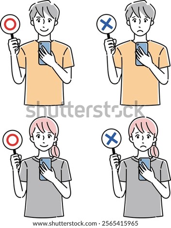 Clip art of person holding a cellular phone