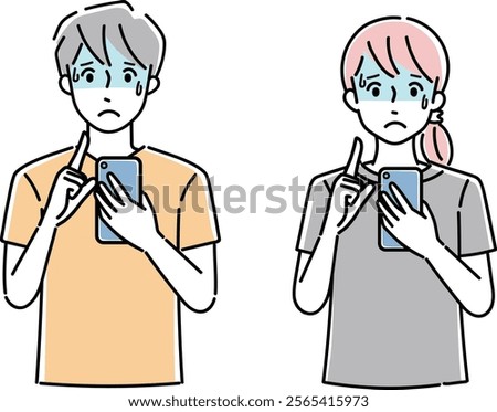 Clip art of person holding a cellular phone