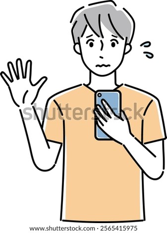 Clip art of person holding a cellular phone