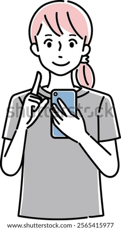 Clip art of person holding a cellular phone