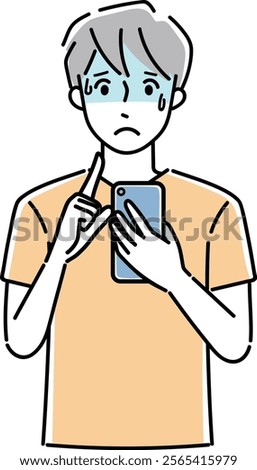 Clip art of person holding a cellular phone