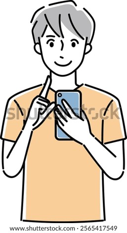 Clip art of person holding a cellular phone