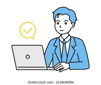 Clip art of a person operating a computer 