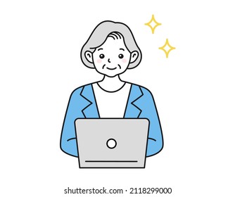 Clip art of a person operating a laptop 