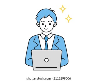 Clip art of a person operating a laptop 