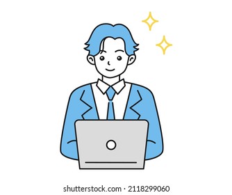Clip art of a person operating a laptop 