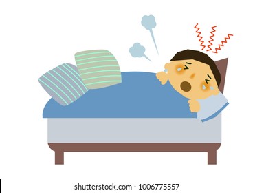 Clip art of a person with poor physical condition.image of cold or flu.Clip art of sick people.Image of viral disease.