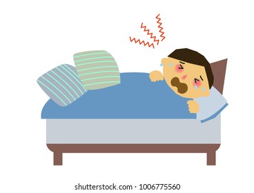 Clip art of a person with poor physical condition.image of cold or flu.Clip art of sick people.Image of viral disease.
