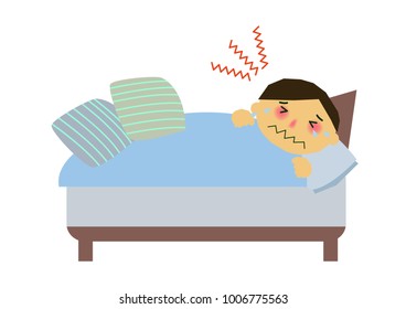 Clip art of a person with poor physical condition.image of cold or flu.Clip art of sick people.Image of viral disease.