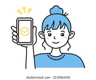 Clip art of a person showing a smartphone