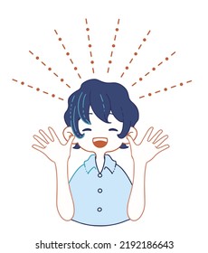 Clip art of person who raises both hands and rejoices