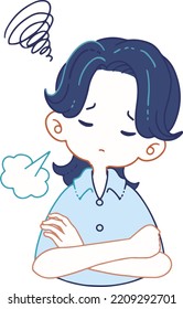 Clip art of a person who sighs in a round and round thought
