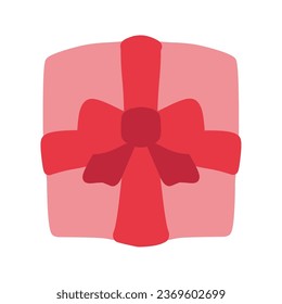 Clip art of pink gift box with red ribbon