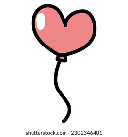 Clip art of pink heart-shaped balloon