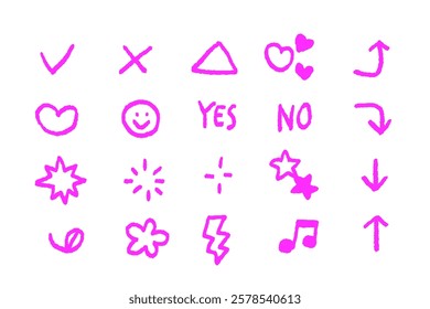 clip art of pink highlighter pen handwriting style line marker