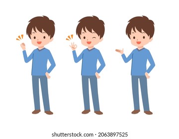 Clip art of plain clothes man in various poses