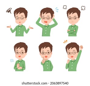 Clip art of plain clothes man in various poses