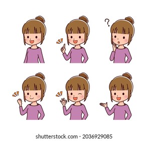 Clip art of plain clothes woman in various poses