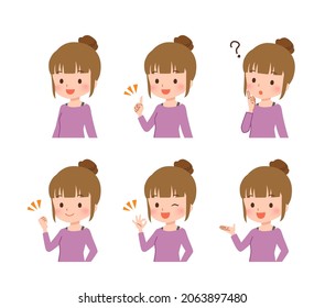Clip art of plain clothes woman in various poses