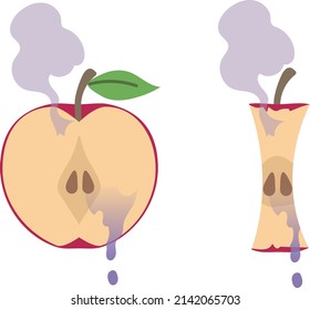 Clip art of poison apple cut in two and apple core