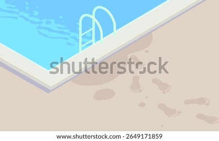 Clip art of poolside and footprints