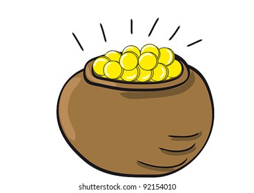 Clip Art of pot full of gold coins