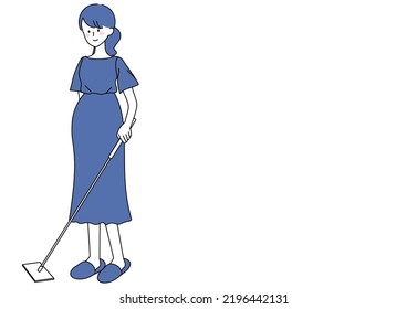 Clip art of pregnant woman applying flooring wiper