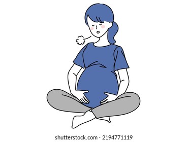 Clip art of pregnant woman practicing abdominal breathing