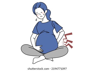 Clip art of pregnant woman suffering from back pain