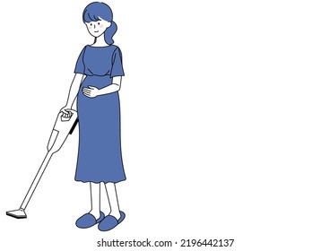 Clip art of pregnant woman vacuuming
