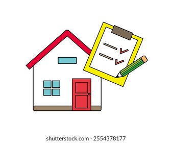 Clip art of pretty house.　Icon of a house.　