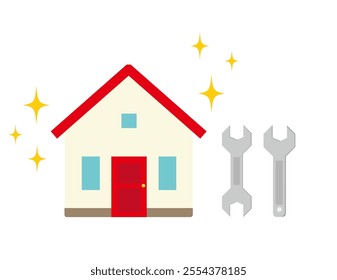 Clip art of pretty house.　Icon of a house.　