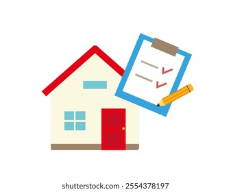 Clip art of pretty house.　Icon of a house.　