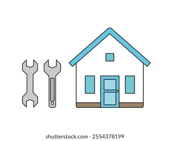 Clip art of pretty house.　Icon of a house.　