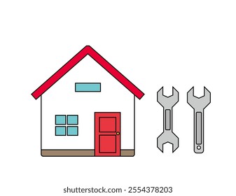 Clip art of pretty house.　Icon of a house.　