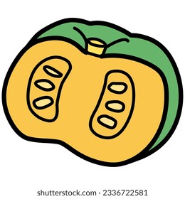 Imágenes prediseñadas de calabaza cortadas en mitad simplemente deformadas