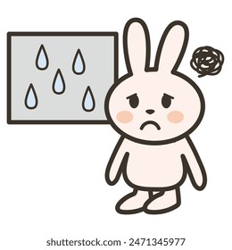 Clip art of rabbit depressed because of rain