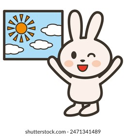 Clip art of rabbit happy with good weather