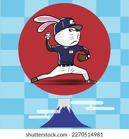 Clip art of rabbit playing baseball