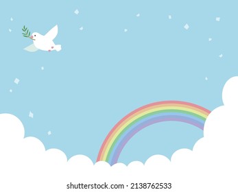 Clip art of rainbow and pigeon
Copy space and frame available