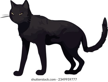 Clip art of realistic black cat_illpainting