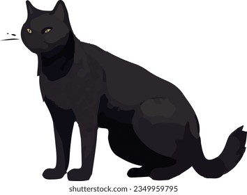 Clip art of realistic black cat_illpainting