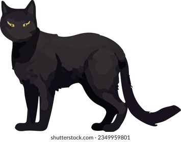 Clip art of realistic black cat_illpainting