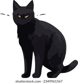 Clip art of realistic black cat_illpainting